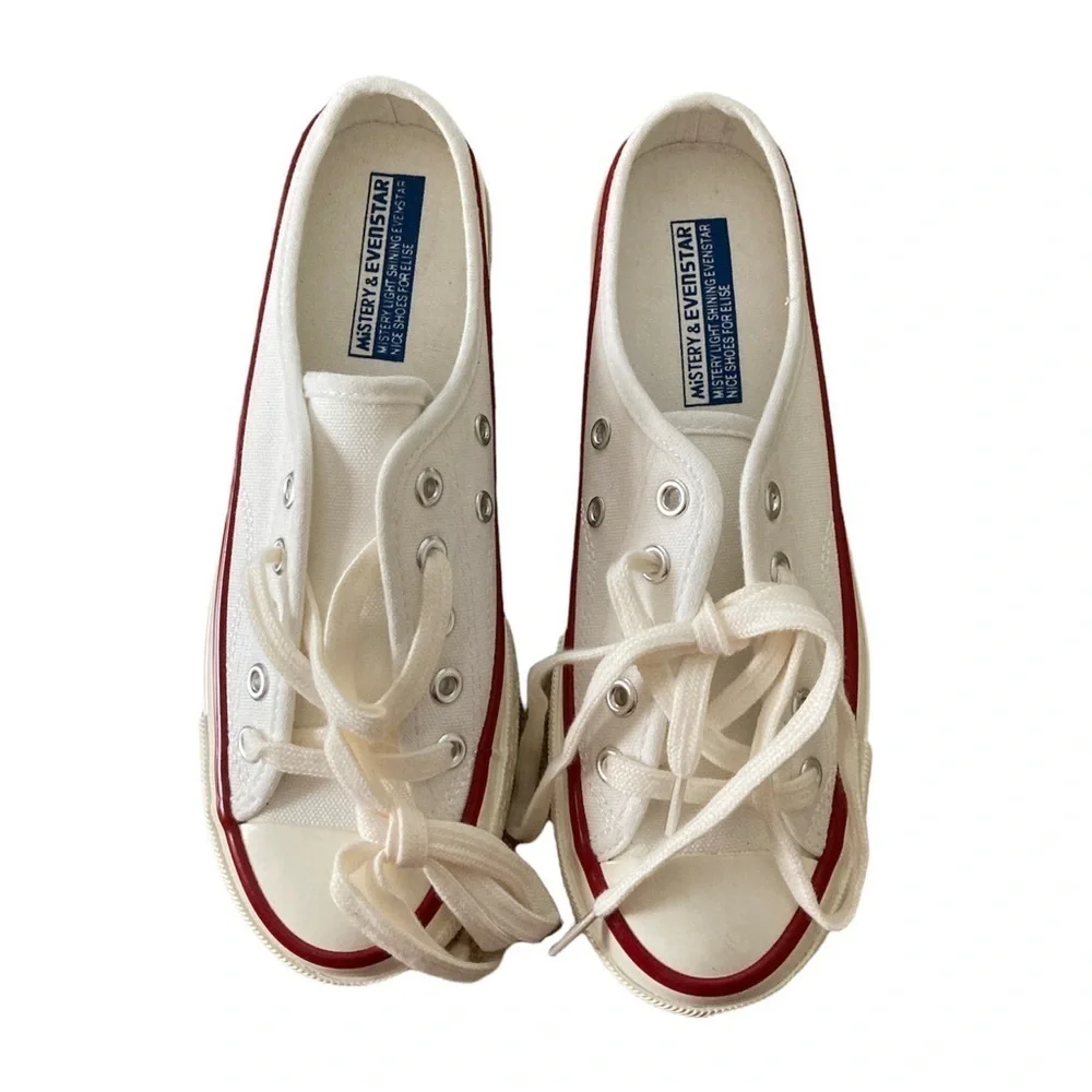Lace Up White Canvas Slip On Casual Summer Outdoor Shoes Size 37 BNWT